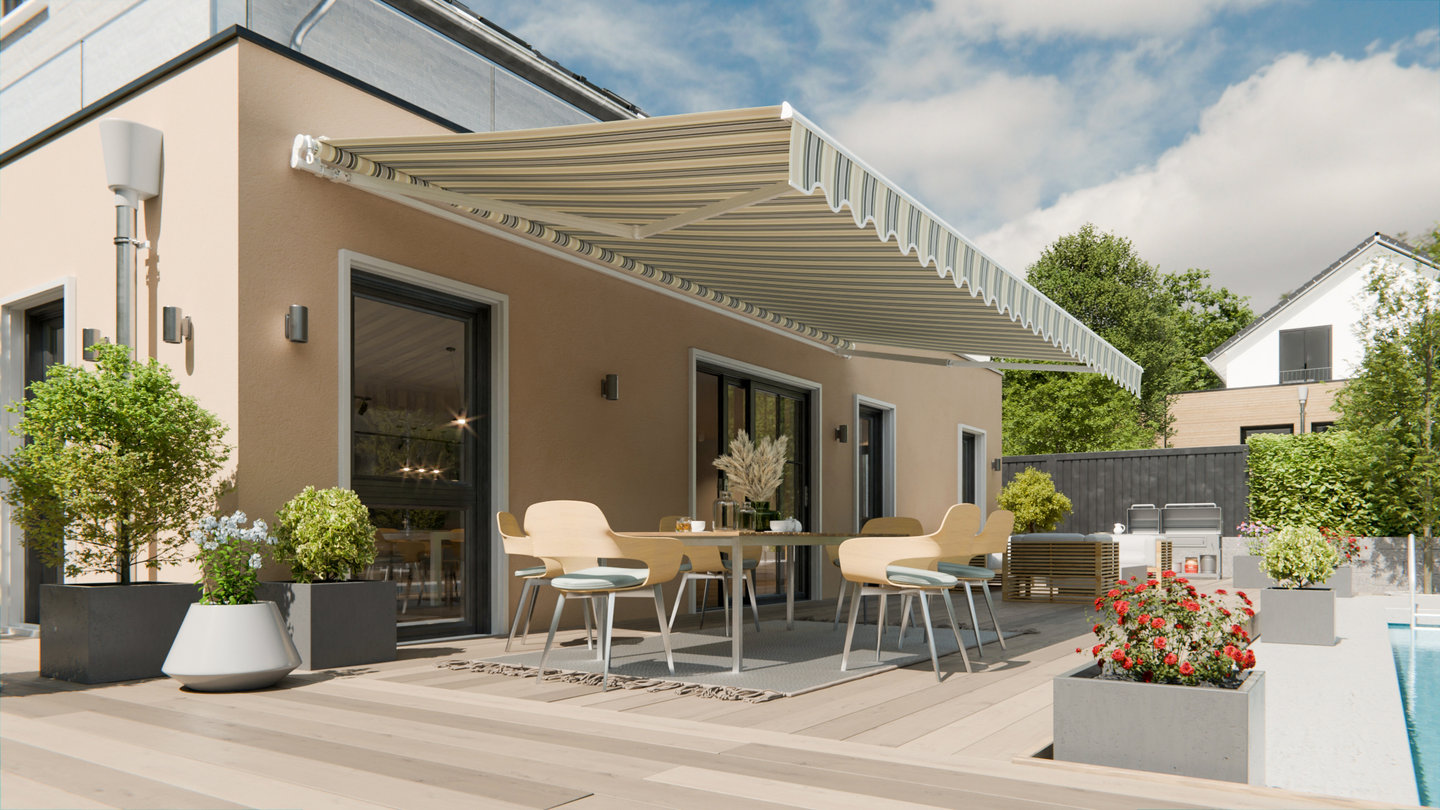 Terassimarkiisi Cello 283x250cm harmaa-beige