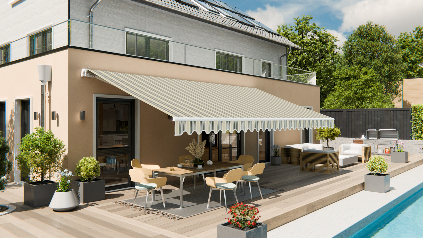 Terassimarkiisi Cello 283x250cm harmaa-beige