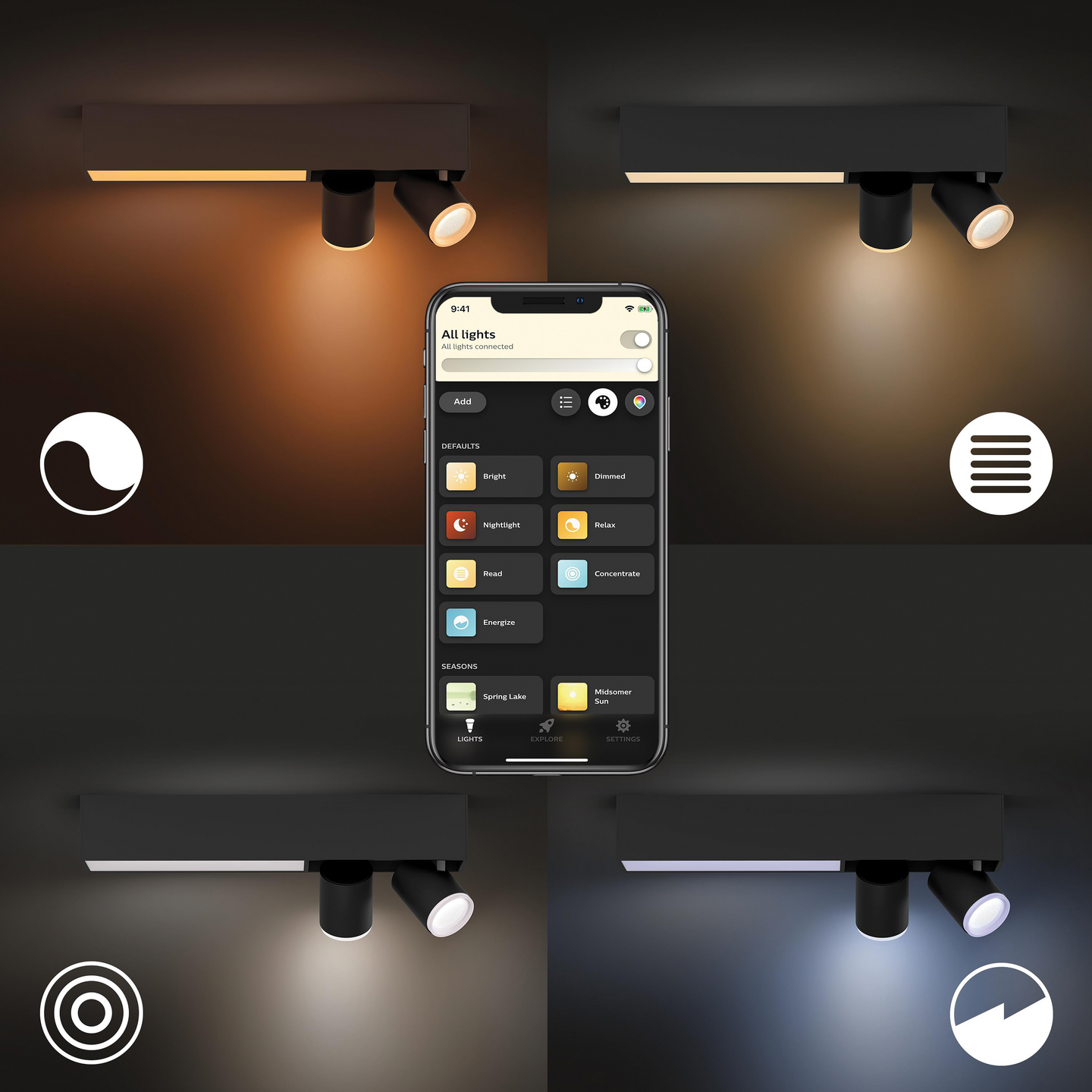 Kohdevalaisin Philips Hue Centris Musta 2x4.2W 1410 LM - 1630 LM 2000-6500K