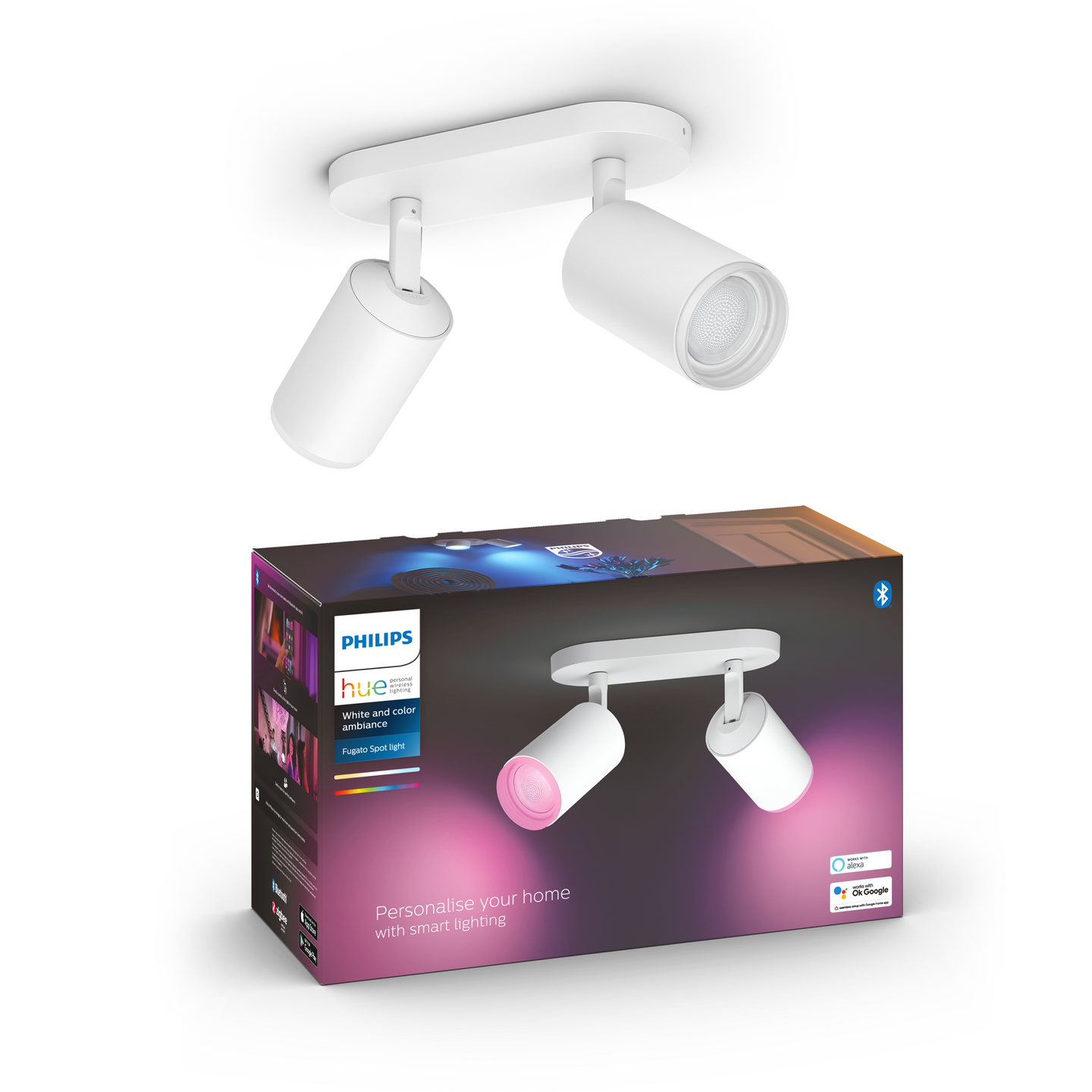 Kohdevalaisin Philips Hue Fugato Valkoinen 2x4.2W 750 LM - 800 LM 2000-6500K