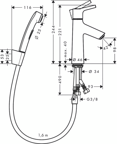 Pesuallashana Hansgrohe 72290000 Talis S 100 bide