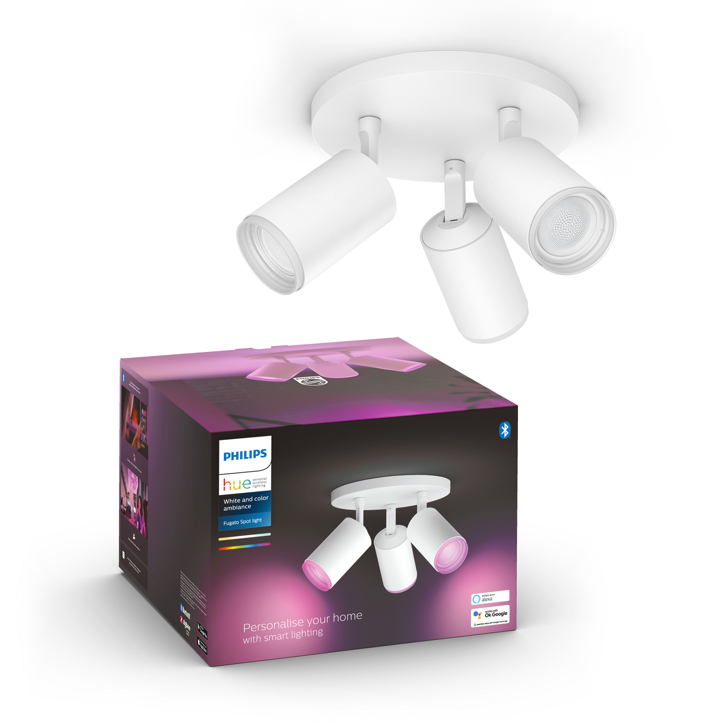 Kohdevalaisin Philips Hue Fugato Valkoinen 3x4.2W 1050 LM - 1200 LM 2000-6500K