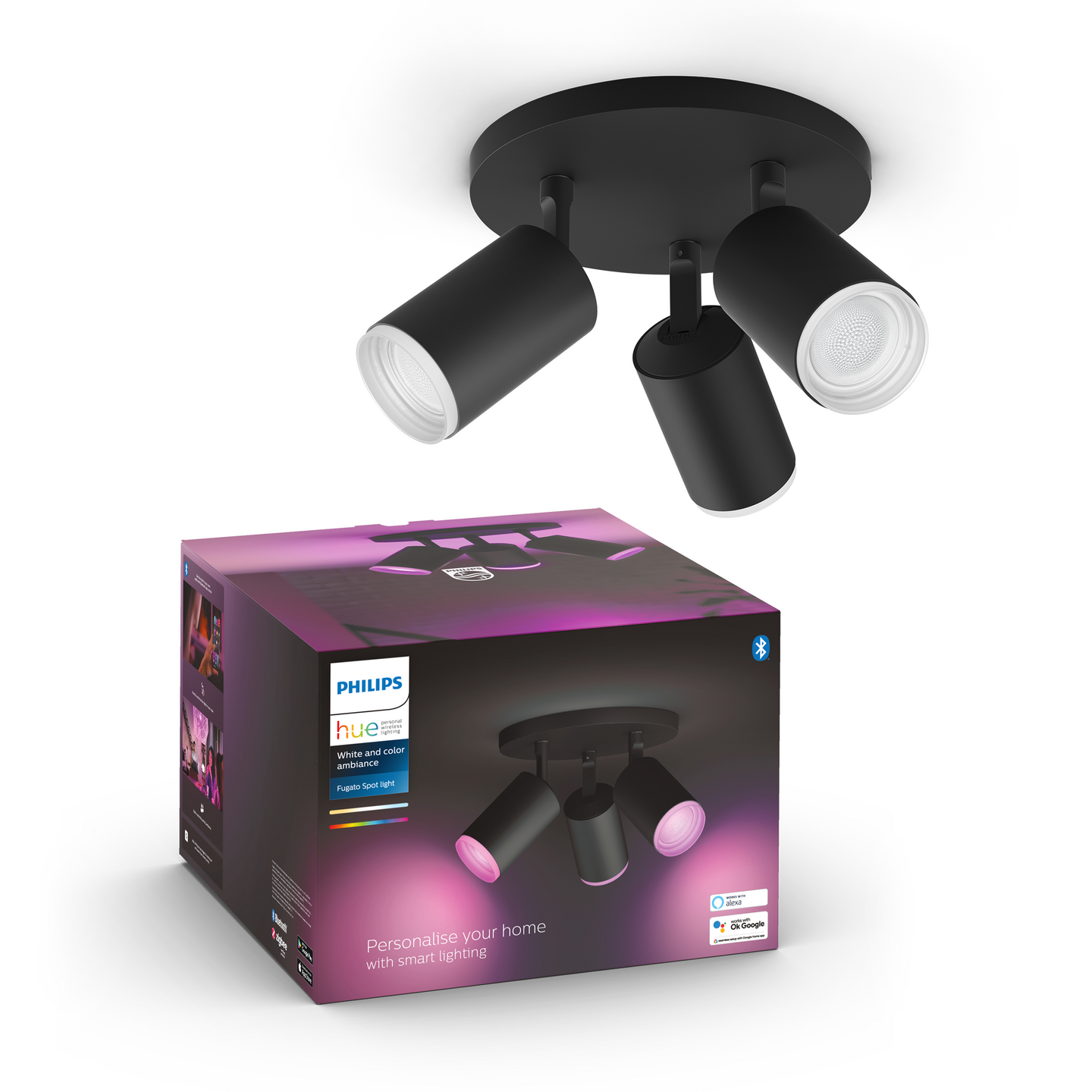 Kohdevalaisin Philips Hue Fugato Musta 3x4.2W 1050 LM - 1200 LM 2000-6500K