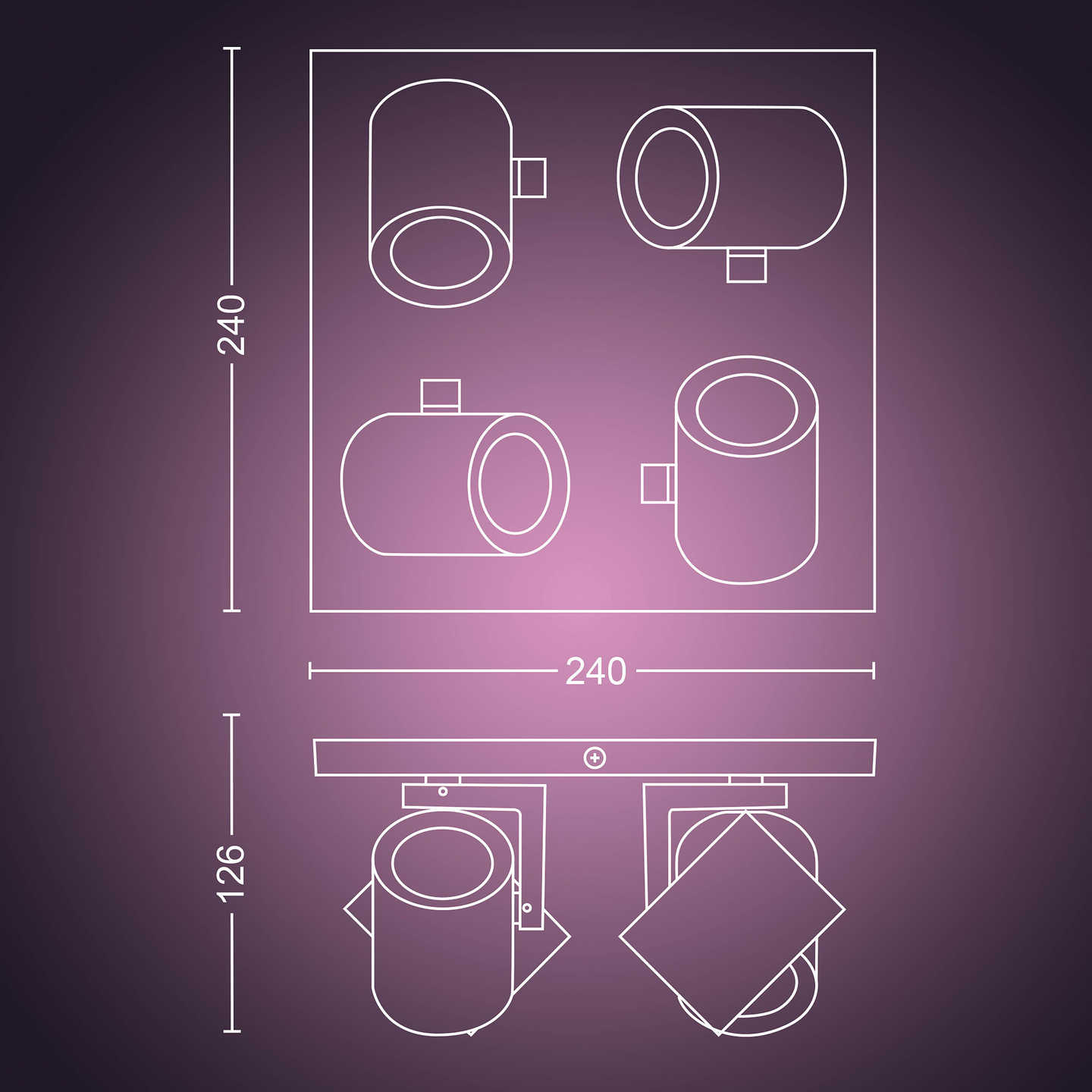 Kohdevalaisin Philips Hue Argenta Valkoinen 4x4.2W 1400 LM - 1600 LM 2000-6500K
