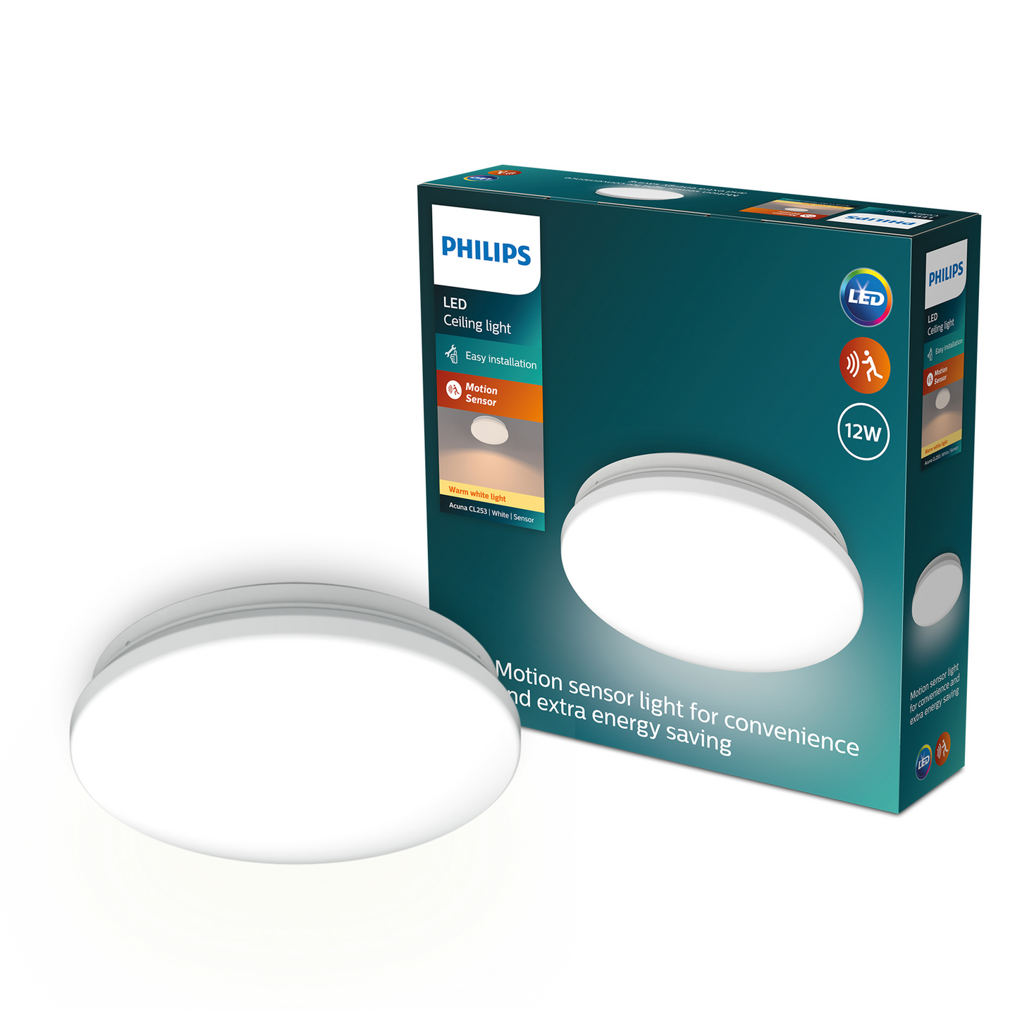 Kattovalaisin Philips Acuna CL253 RD 12W W HV Sensor G2 1350 LM - 2700K