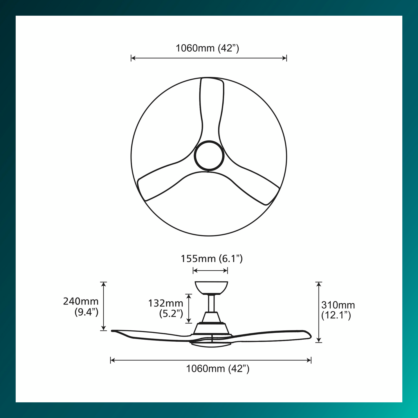 Tuuletinvalaisin Philips Olas 42' 1060x310mm 30+24W 3000/4300/6500K 2650lm