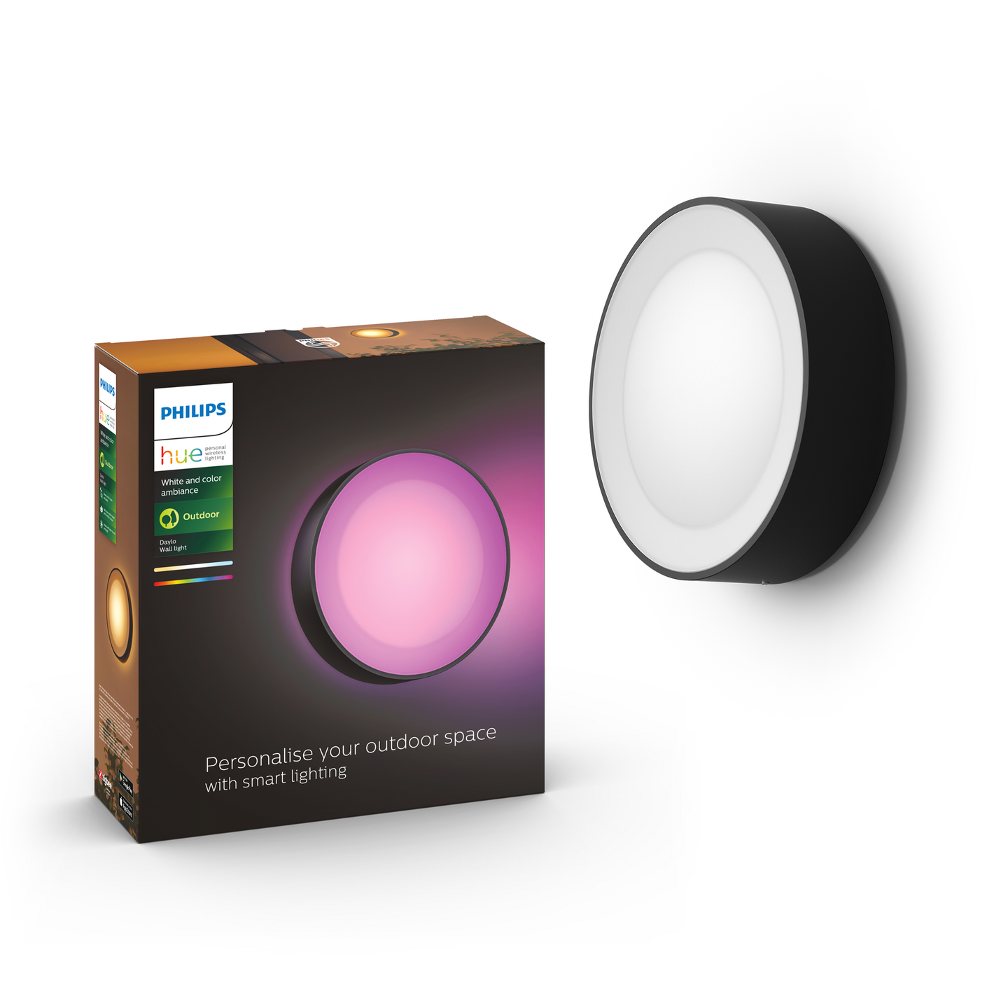 Ulkoseinävalaisin Philips Hue Daylo 1050lm musta