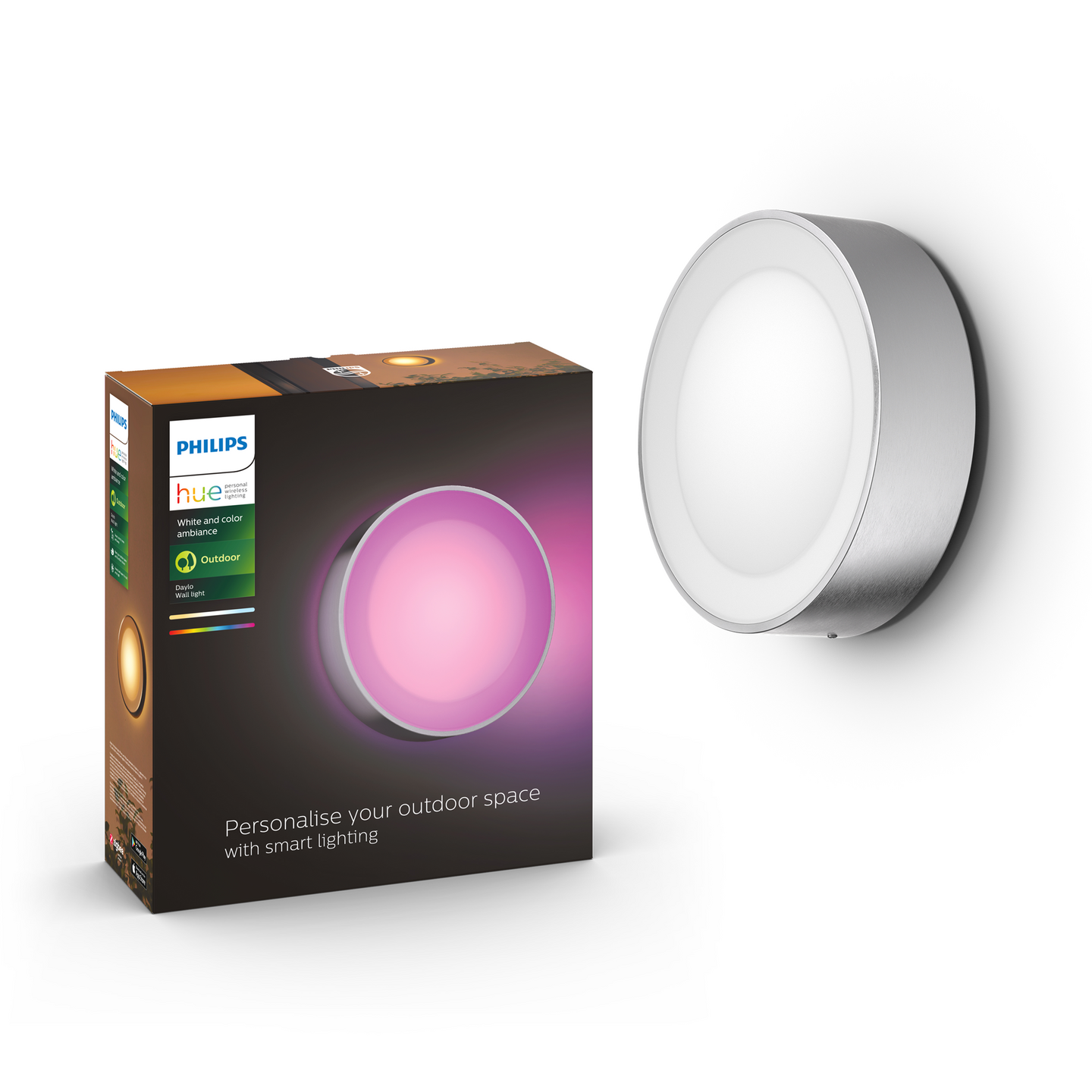Ulkoseinävalaisin Philips Hue Daylo 1060lm teräs