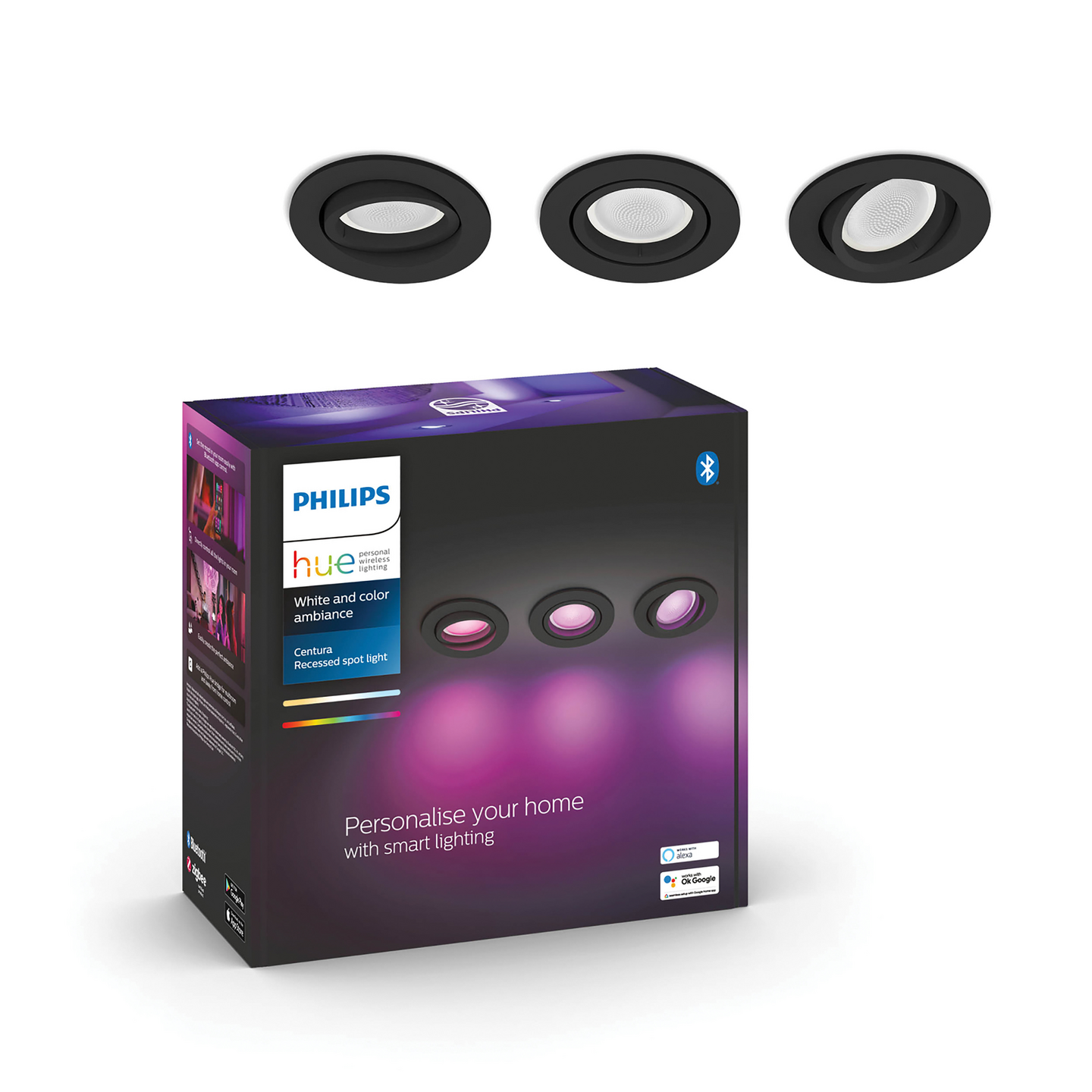Uppospotti Philips Hue Centura musta 3x4.2W 1050lm - 1200lm 2000-6500K