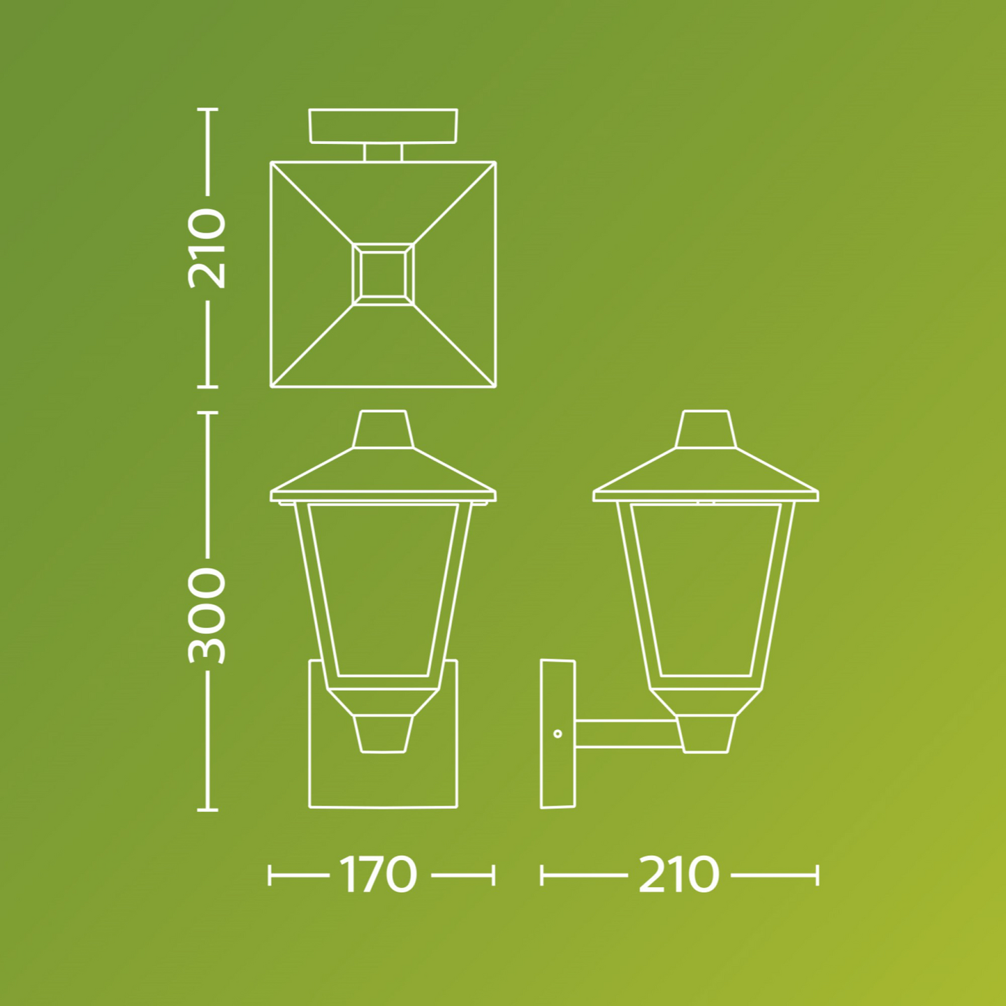 Ulkoseinävalaisin Philips Kinno Up 170x210x300mm 25W musta