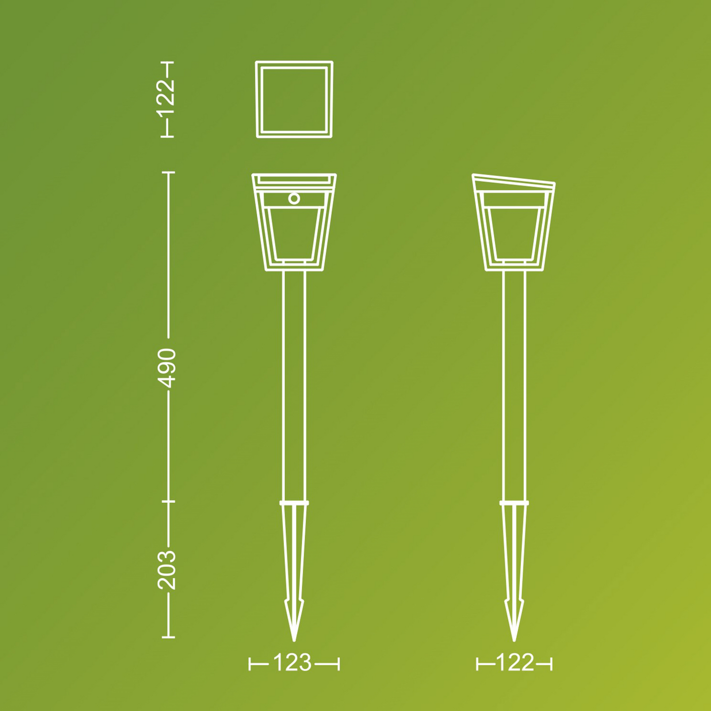 Aurinkokennovalaisin Philips Nissa UE 123x122x490+203mm 1,8W 3000K 250lm musta