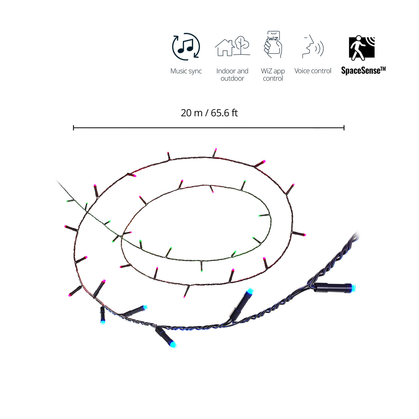 Koristevalosarja WIZ 160led 20m 2700-5000K 15W IP44