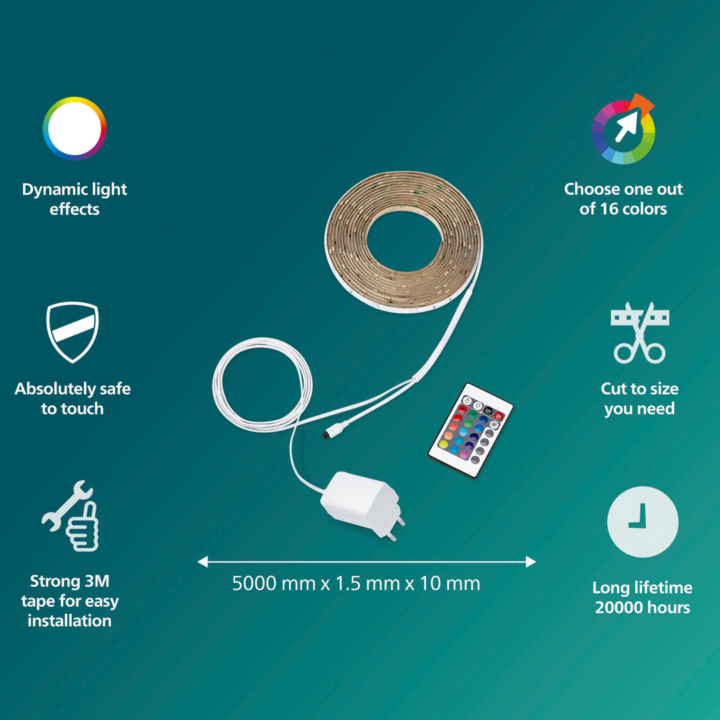 Valonauha Philips 5000mm 12W RGB 16 väriä valkoinen