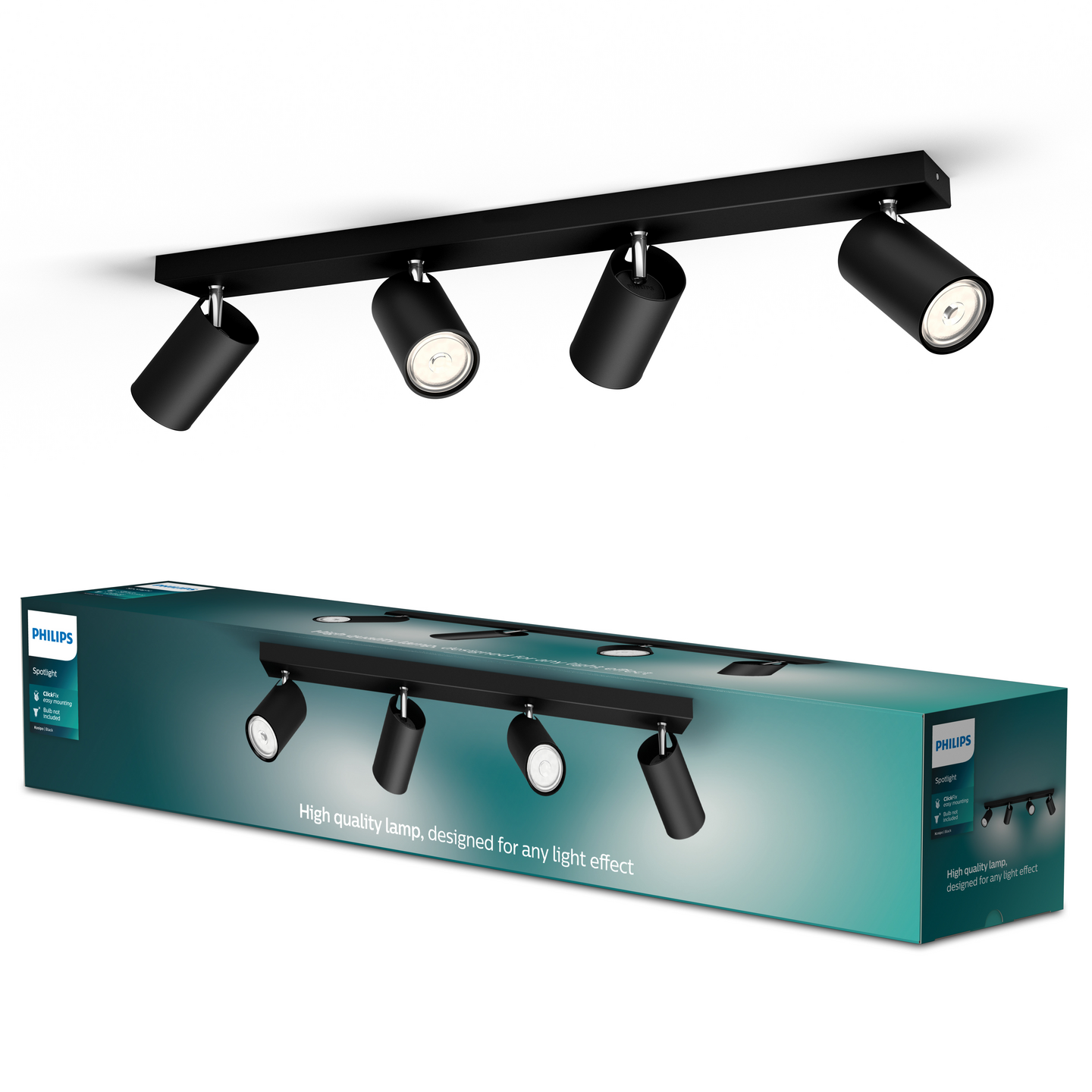 Spottivalaisin Philips myLiving Kosipo 4-osainen musta