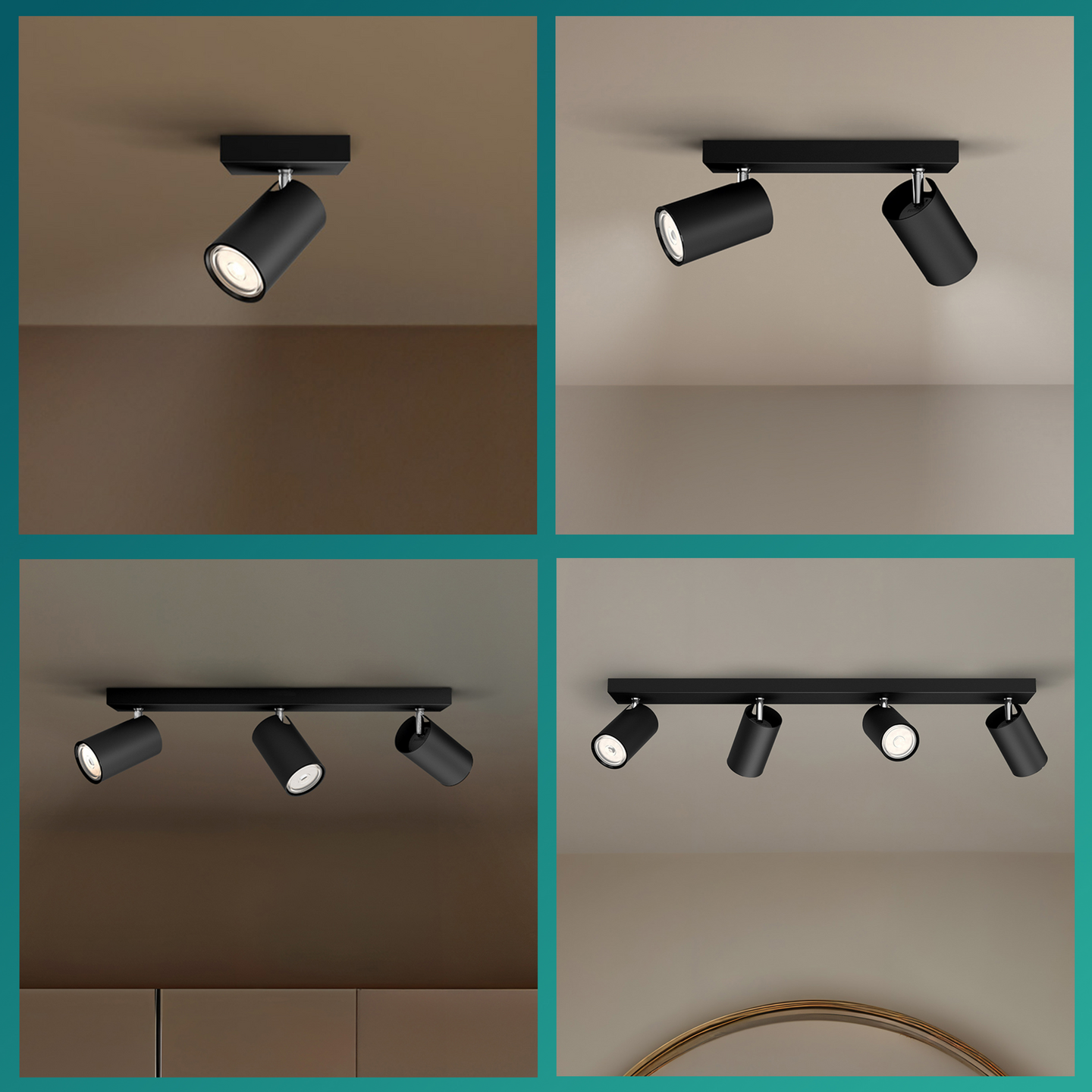 Spottivalaisin Philips myLiving Kosipo 4-osainen musta