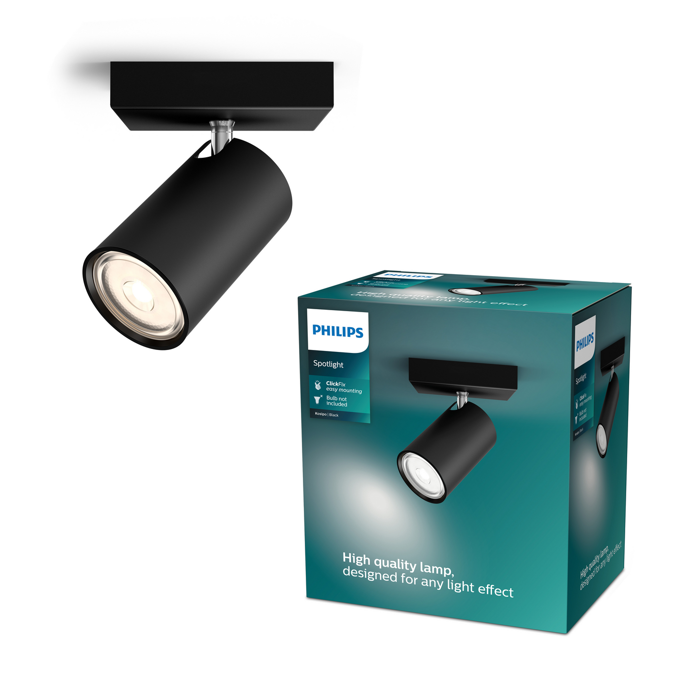 Spottivalaisin Philips myLiving Kosipo 1-osainen musta