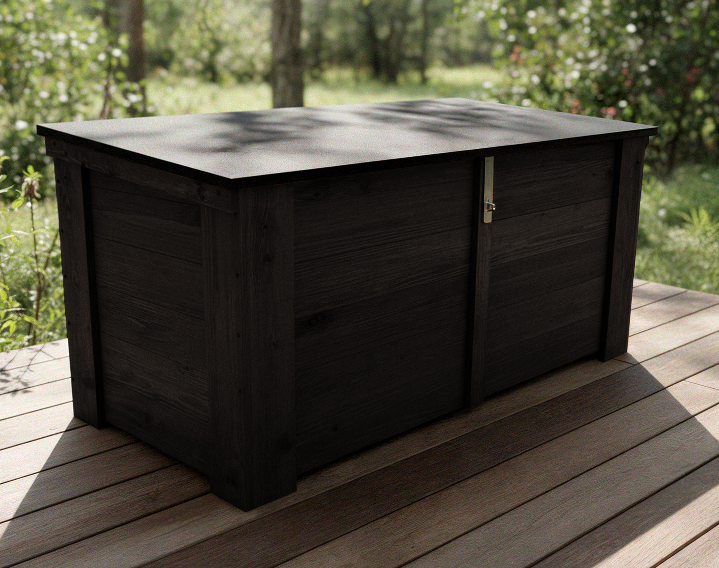 Lukittava piha-arkku kaltevalla kannella 130x58x60cm grafiitin harmaa