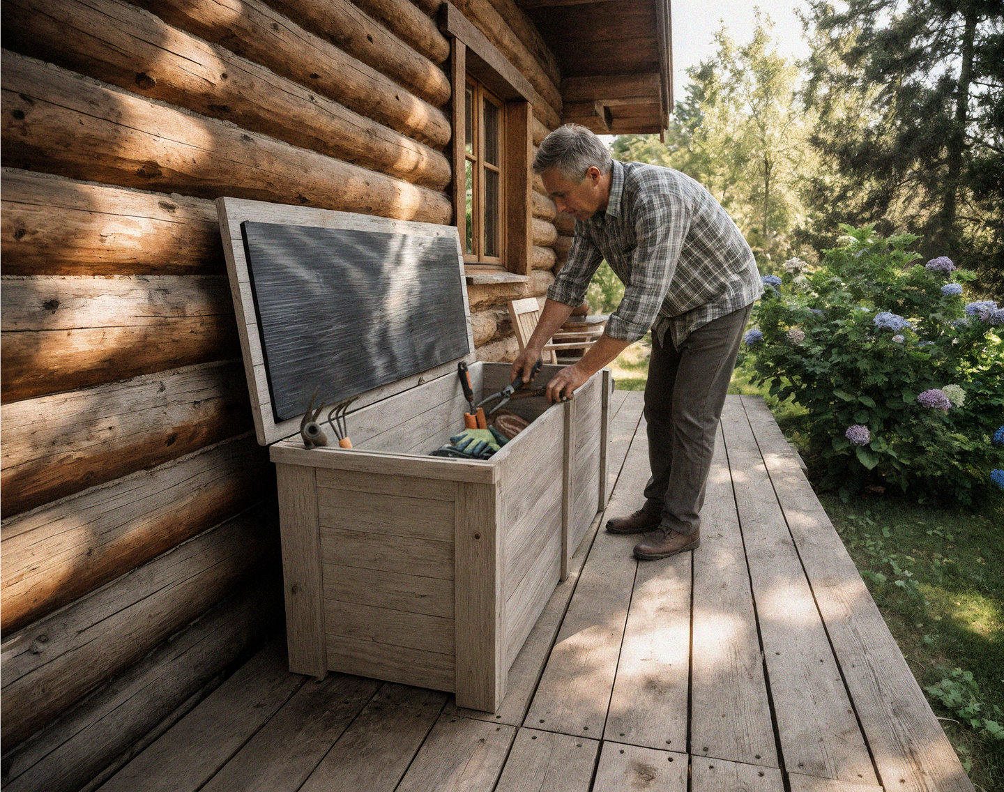 Puuarkku  57x61x160cm vaalean harmaa