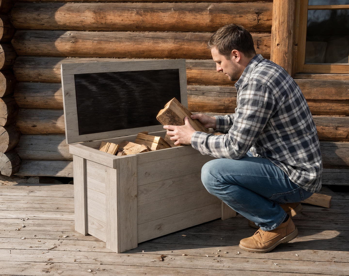 Puuarkku 40x45x80 cm vaalean  harmaa