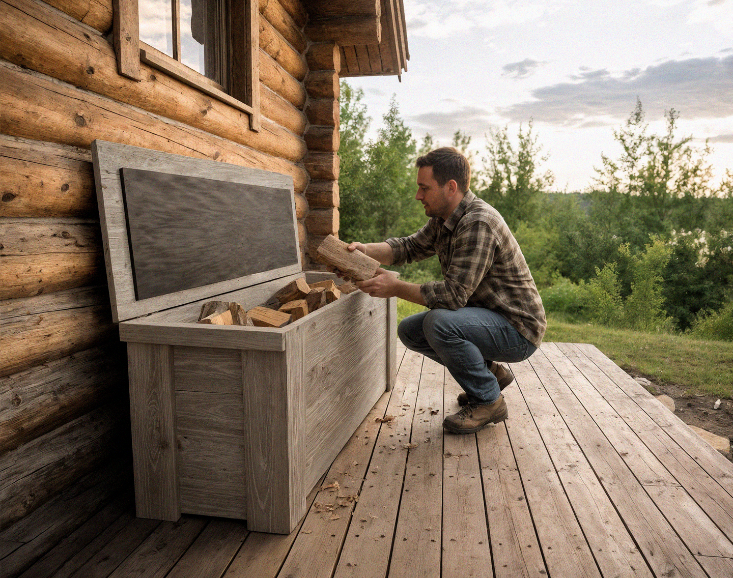 Puuarkku 40x45x120cm vaalean harmaa