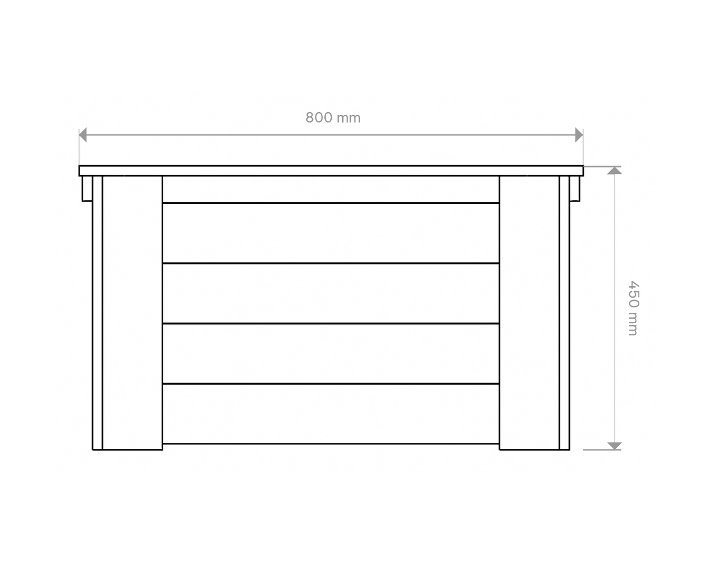 Puuarkku 40x45x80 cm vaalean  harmaa