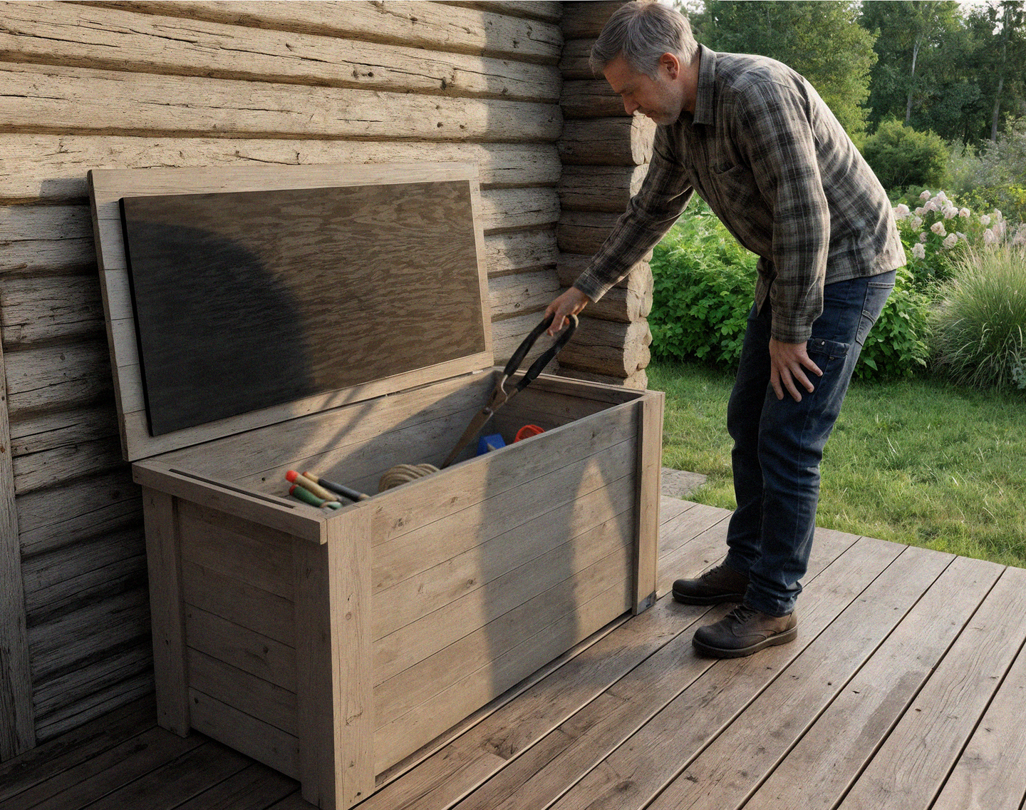 Puuarkku 57x61x130cm vaalean harmaa