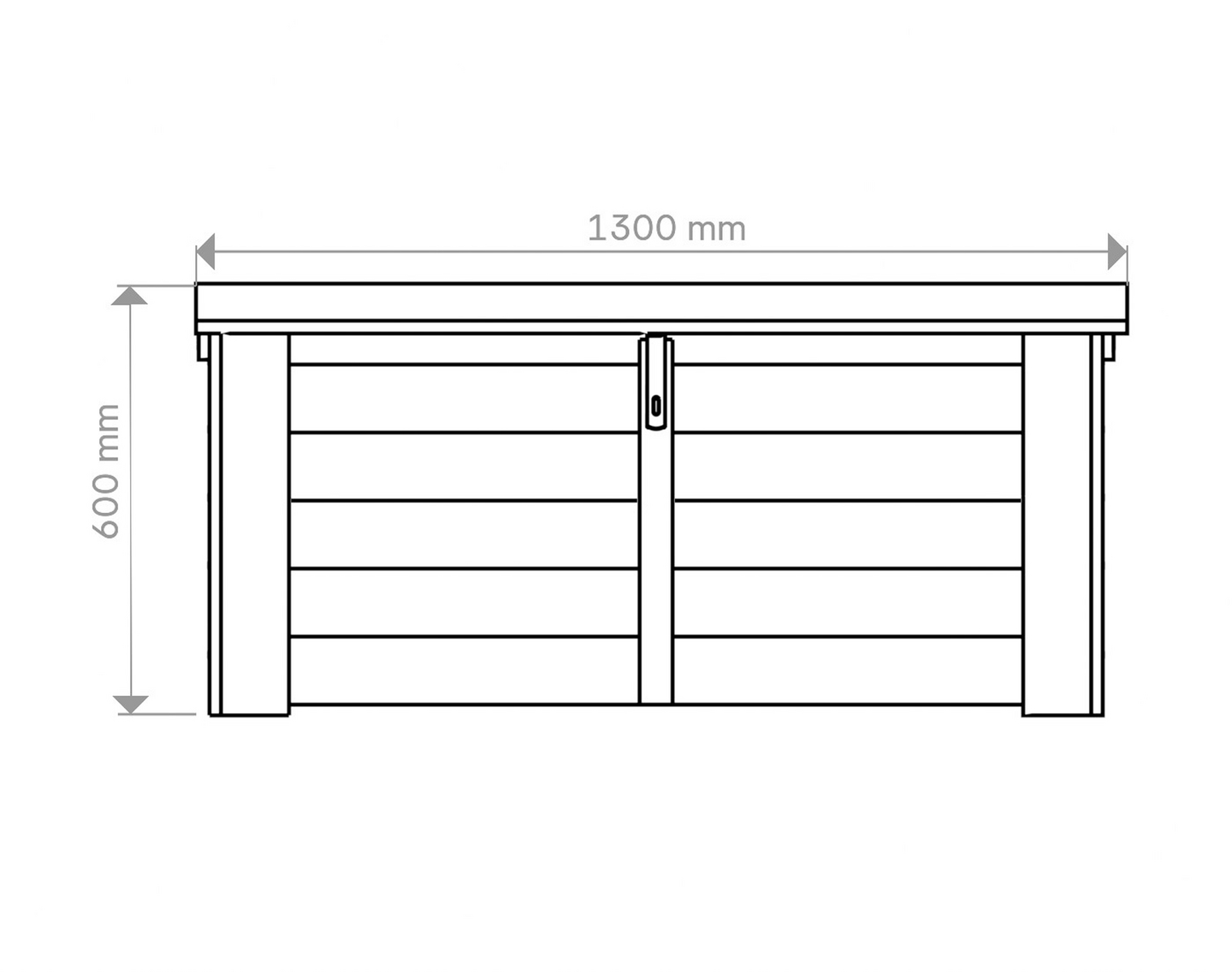 Lukittava piha-arkku kaltevalla kannella 130x58x60cm grafiitin harmaa