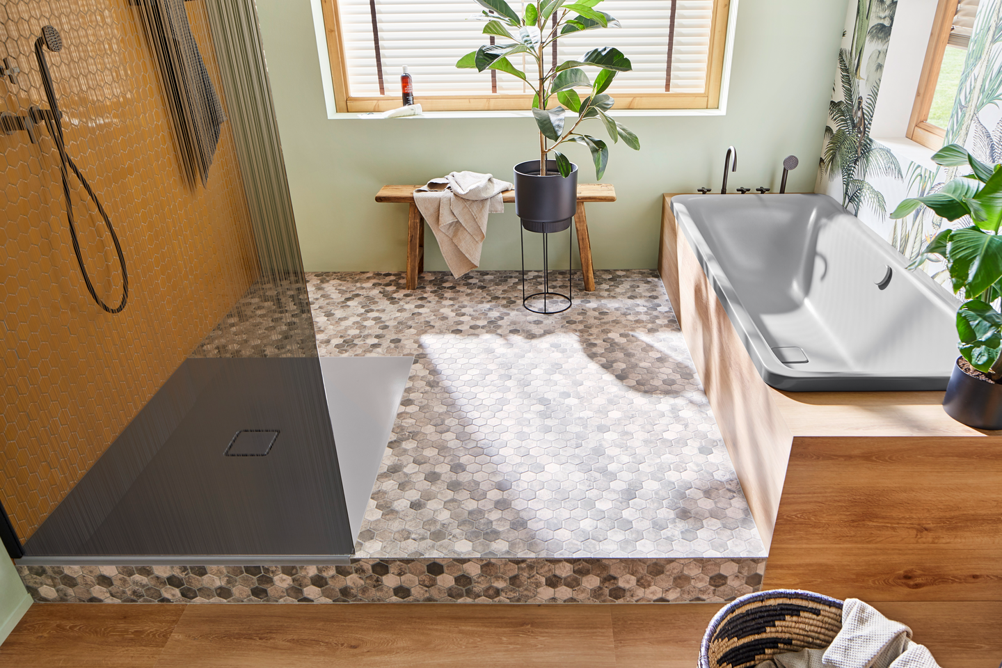 Mosaiikki Cello Hexagon Curio 5,1x5,9/32,5x28,1cm Zement matta tummanharmaa