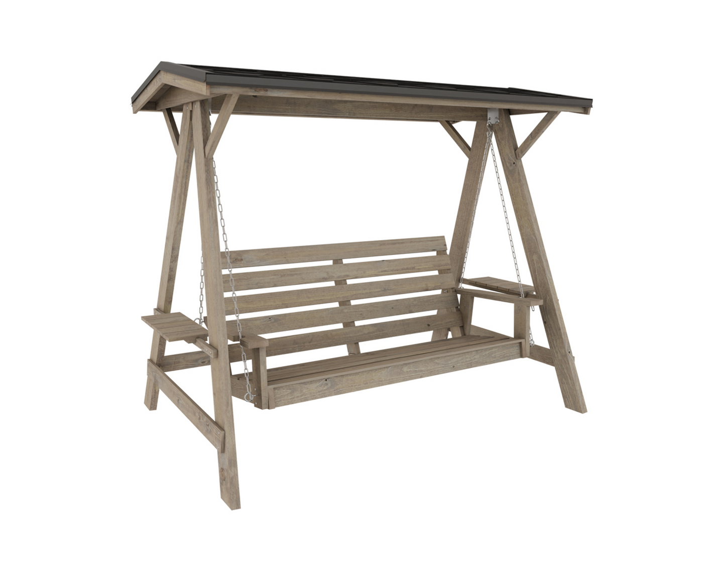 Pihakeinu 3-istuttava kovalla katoksella 180x235x205cm vaalean harmaa