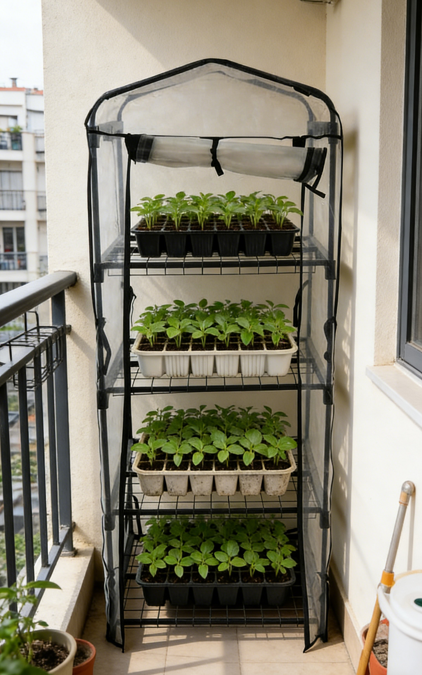 Minikasvihuone FXA 4 hyllyä