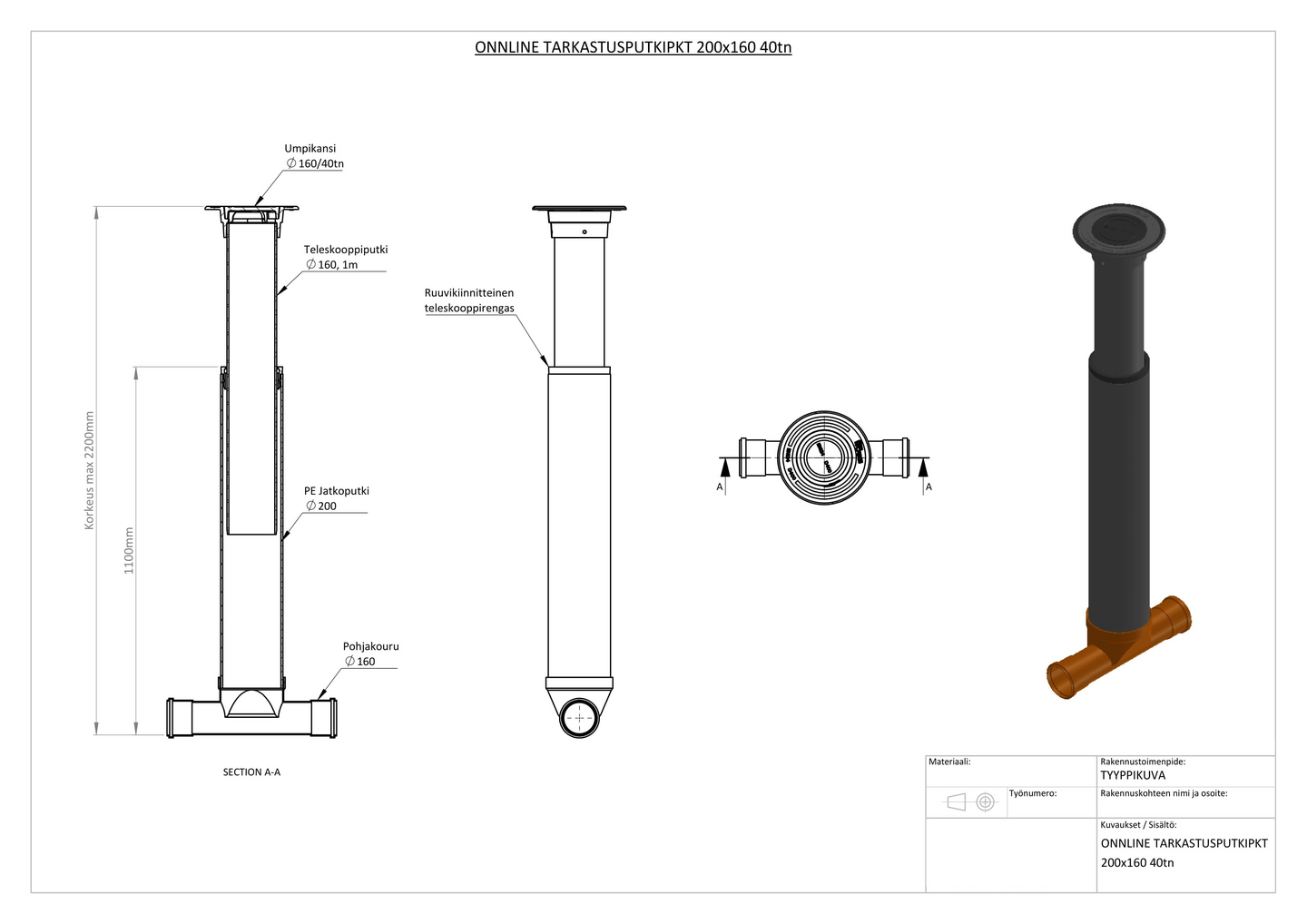 Tarkastusputkipaketti Onnline 200x160 40tn
