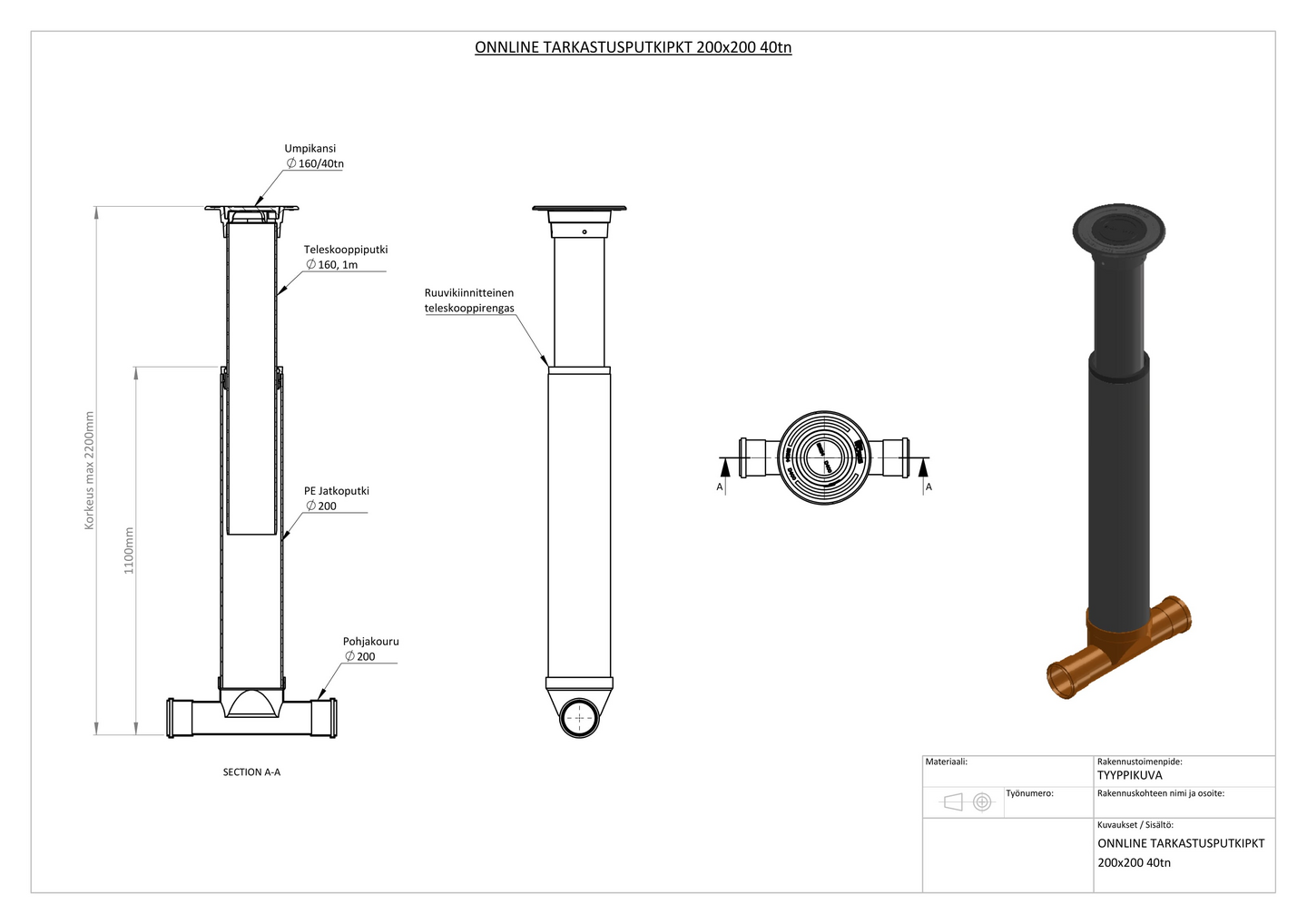 Tarkastusputkipaketti Onnline 200x200 40tn