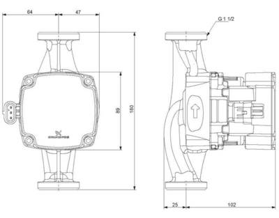 Lämpöjohtopumppu Grundfos Alpha1 Go 25-40 180 220-240v 9