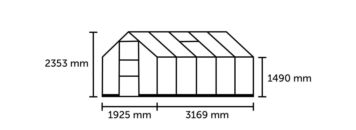 Kasvihuone Icon 6,2m2 turvalasit
