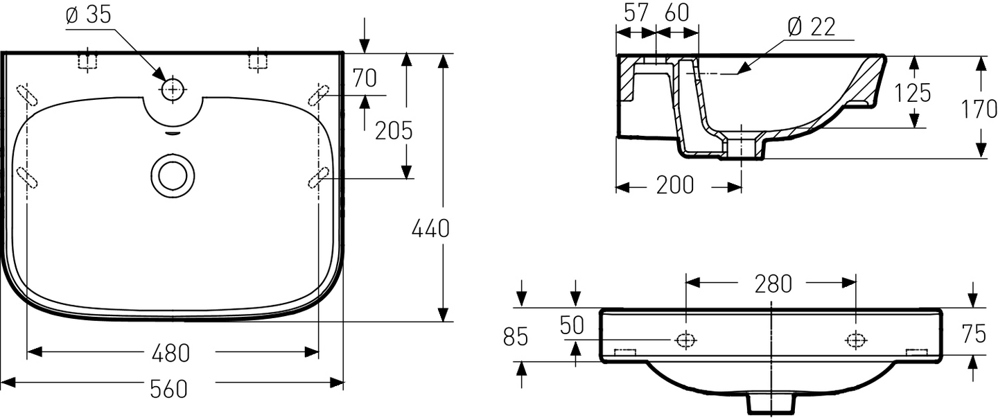 Pesuallas IDO Glow 560mm kulmikas 1116501101