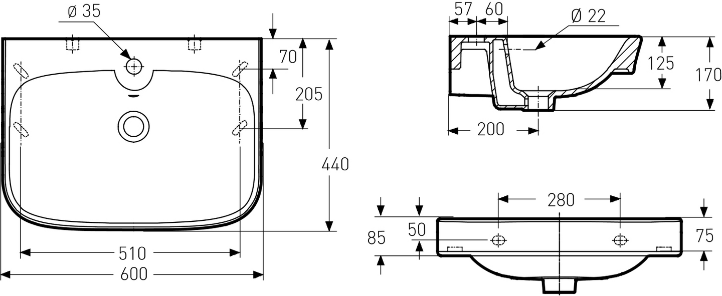 Pesuallas IDO Glow 600mm kulmikas 1116701101