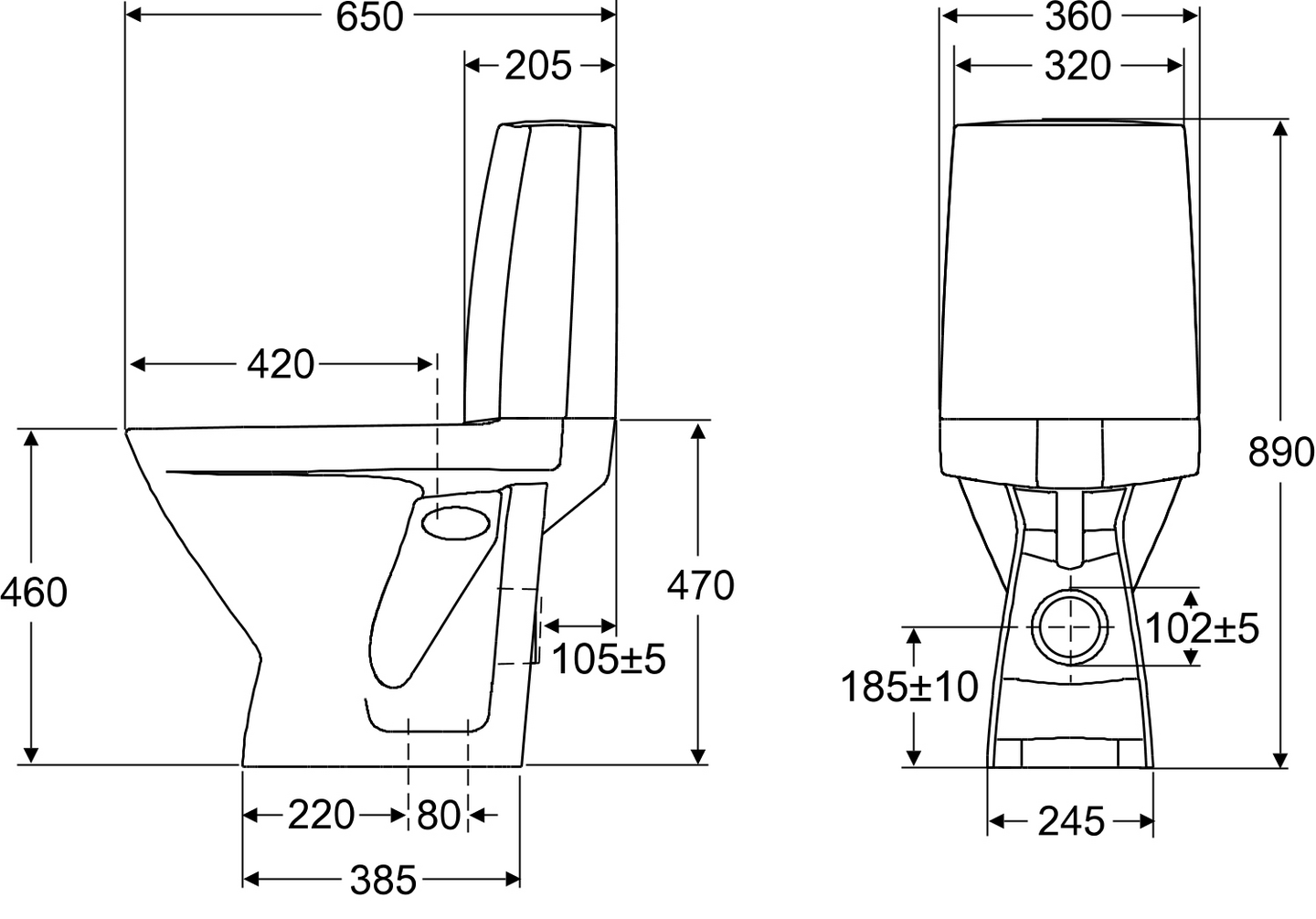 Wc-istuin IDO Seven D 11 korkea 2-t ilman kantta 3861101101
