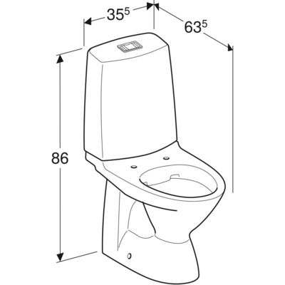 Wc-istuin IDO Glow 61 p-lukko 2-t ilman kantta 3826101101
