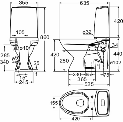 Wc-istuin IDO 3856301101 Glow ei kantta iso jalka oikea