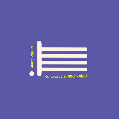 Kuivausoksa Oskari Snadi 4x40cm valkoinen