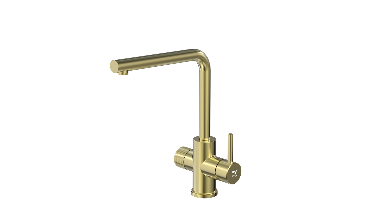 Keittiöhana Tammiholma L-putki KHLQ1APKLG Inox Q1 PKV vaalea kultaa