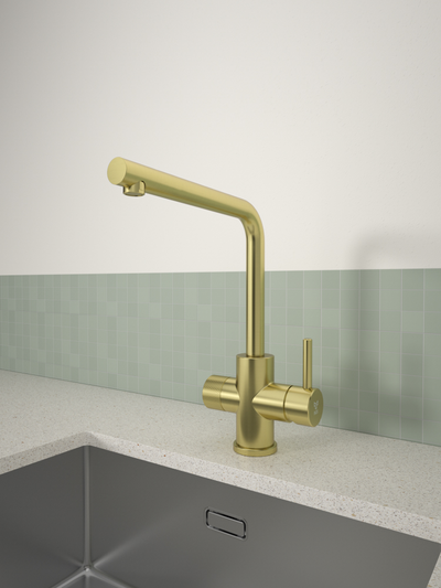 Keittiöhana Tammiholma L-putki KHLQ1APKLG Inox Q1 PKV vaalea kultaa