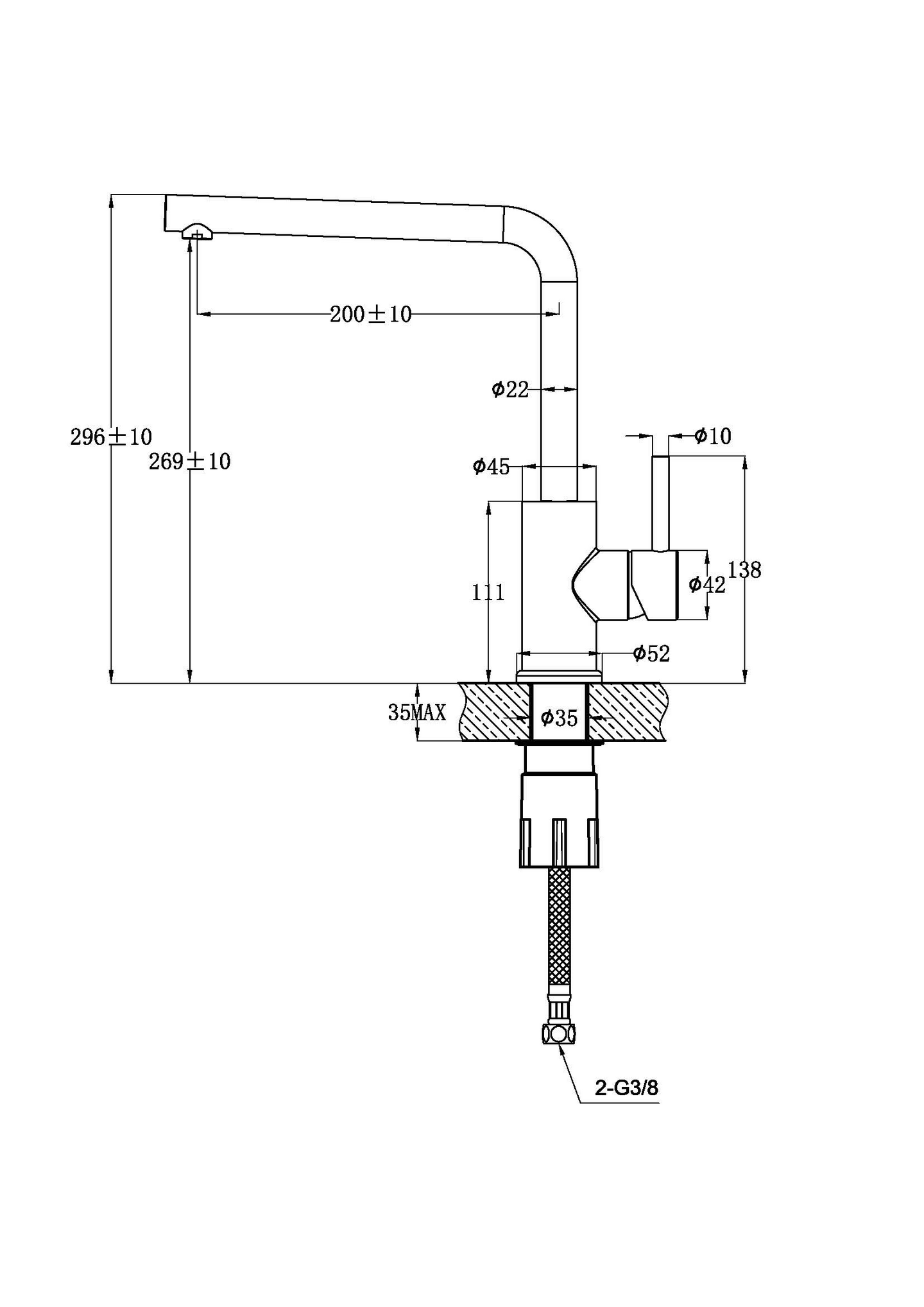 Keittiöhana Tammiholma L-putki KHLQ1PO Inox Q1 kiiltävä