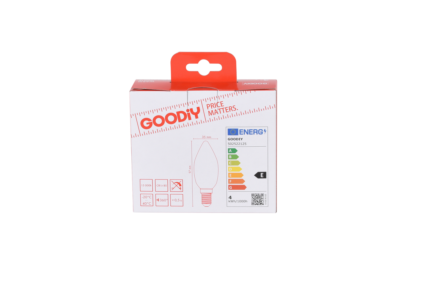 Led-kynttilälamppu Goodiy C35 470lm 4W 2700K E14 lasi 3kpl