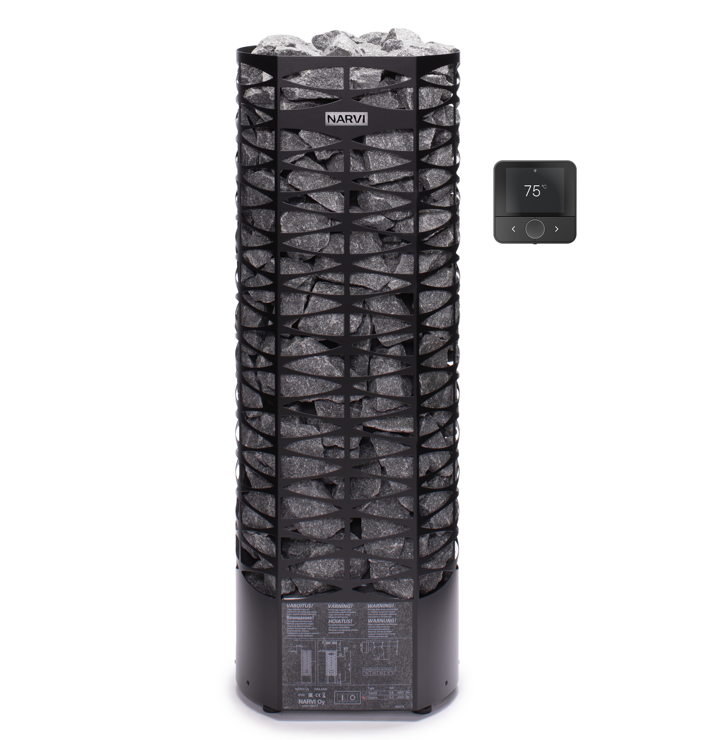 Sähkökiuas Narvi Saana Flow-ohjain 6,8kW musta