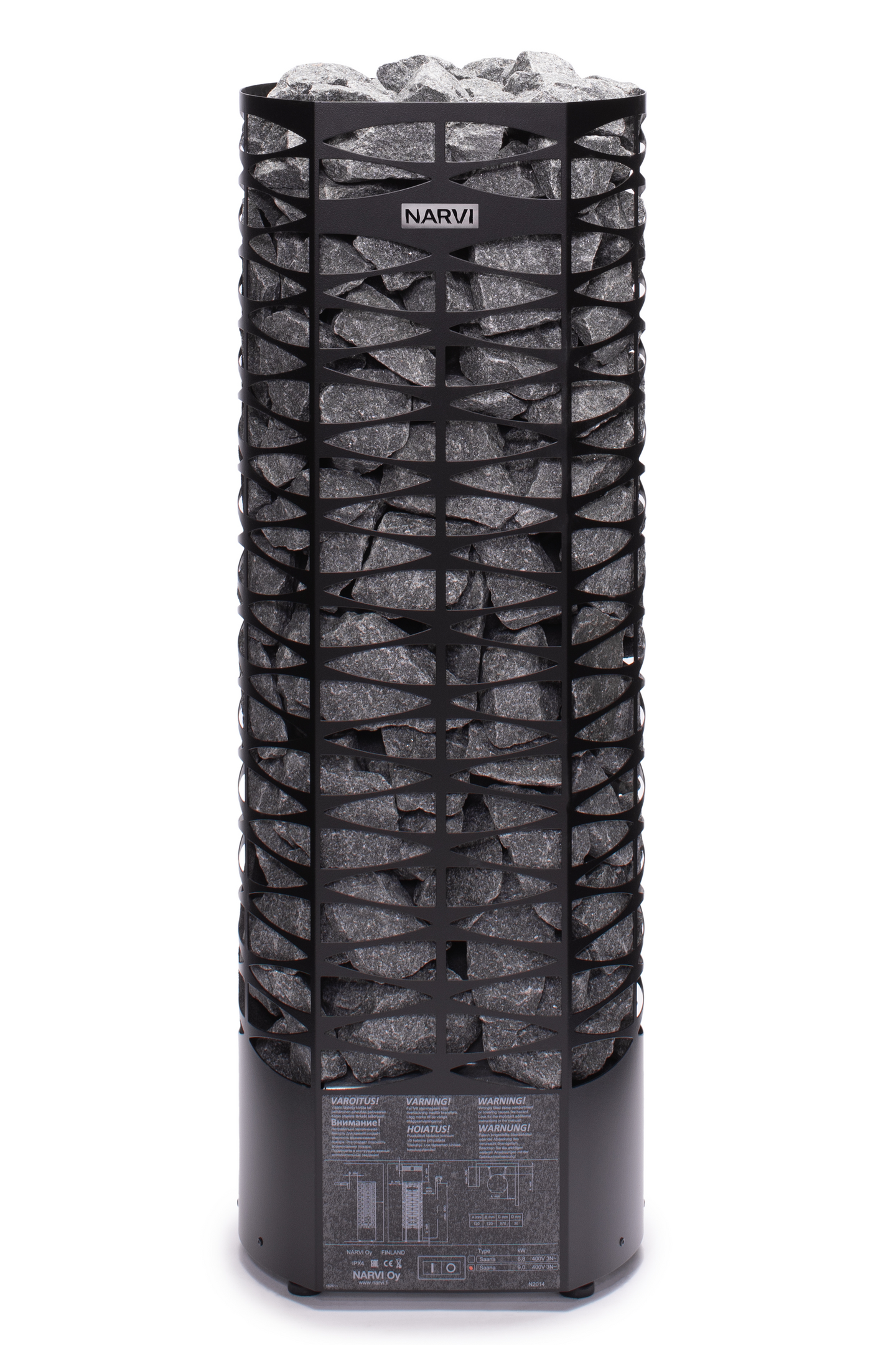 Sähkökiuas Narvi Saana Flow Wifi -ohjain 6,8kW musta