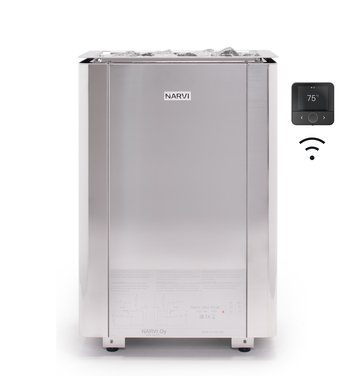 Sähkökiuas Narvi Ultra Small Flow Wifi -ohjain 6,0kW rst