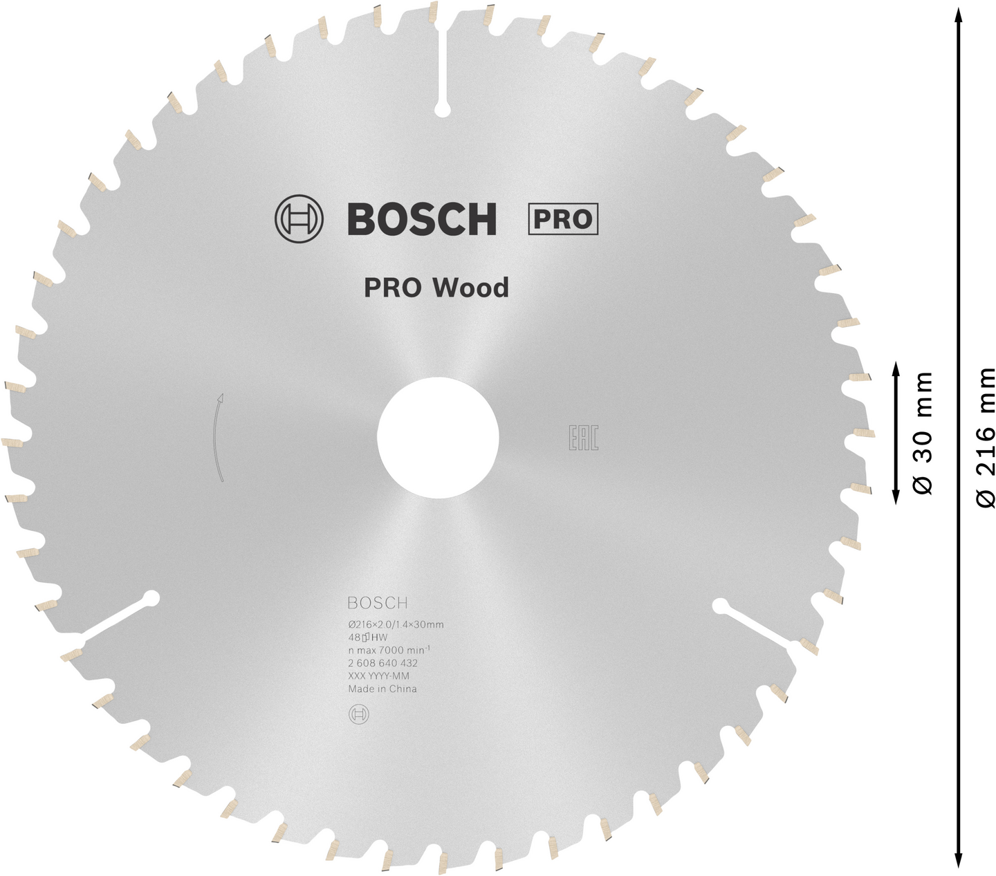 Pyörösahanterä Bosch PRO Wood 216x2x30mm T48