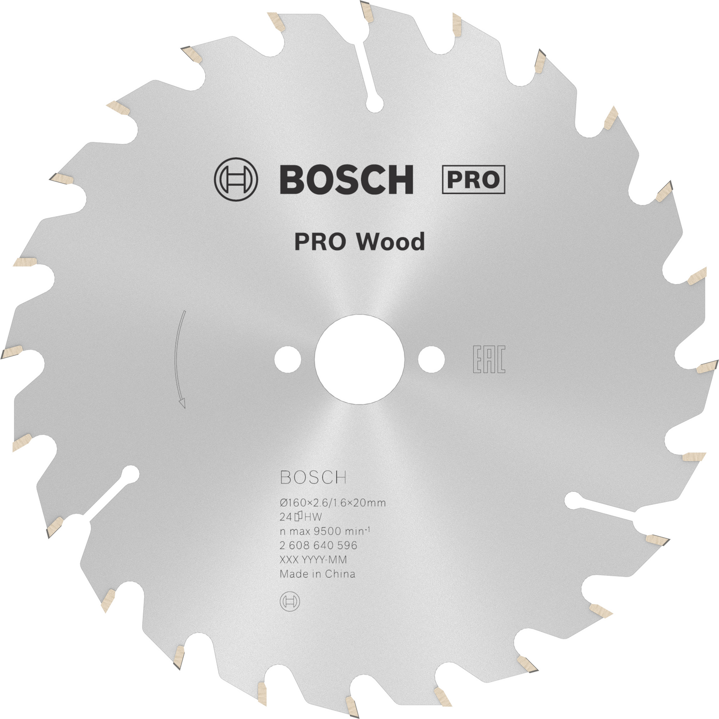 Pyörösahanterä Bosch PRO Wood 160x2,6x16/20mm T24