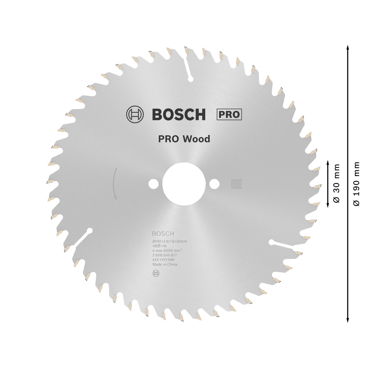 Pyörösahanterä Bosch PRO Wood 190x2,6x30mm T48